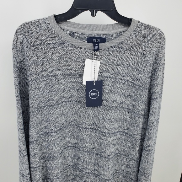 1901 Zigzag Patterned Sweatshirt Pullover Grey NEW - Picture 6 of 10